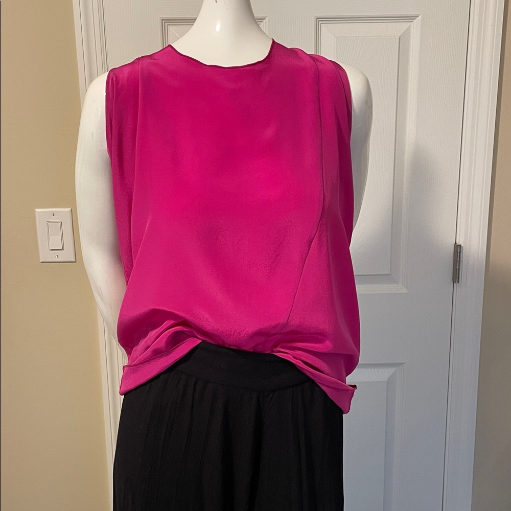 Elizabeth & James Bright Pink Silk Charmeuse Draped Halter Top S NWOT